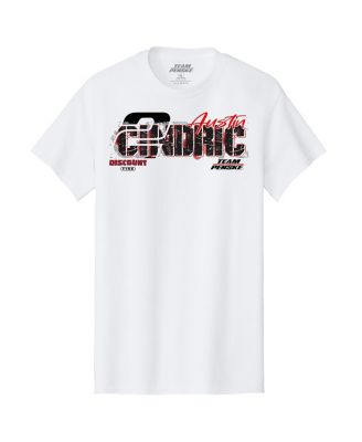 Men's White Austin Cindric Discount Tire 2 Car T-Shirt