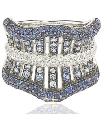 Suzy Levian Sterling Silver Sapphire Crossing Ring