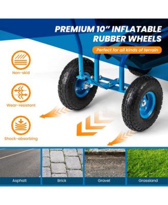 Rolling Garden Cart with Adjustable Height Workseat and Tool Storage