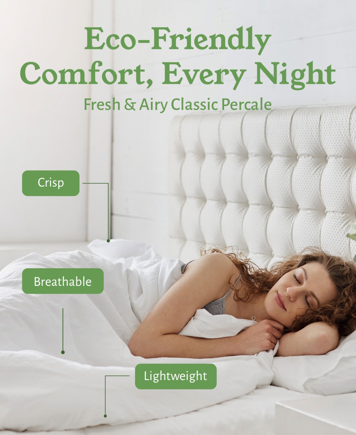 Sheets Set, Authentic 100% Organic Cotton Percale