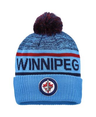 Fanatics - Men's Light Blue/Navy Winnipeg Jets Authentic Pro Rink Cuffed Pom with Knit Hat
