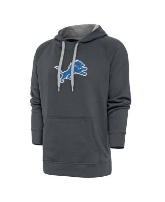 Antigua - Men's Charcoal Detroit Lions Victory Chenille Pullover Hoodie