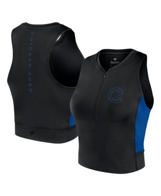 Fanatics - Women's Black Chicago Cubs Studio Half-Zip Fitted Gym Tank Top