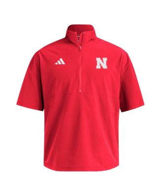 Men's Scarlet Nebraska Huskers Woven Quarter-Zip Short Sleeve Pullover Sweatshirt