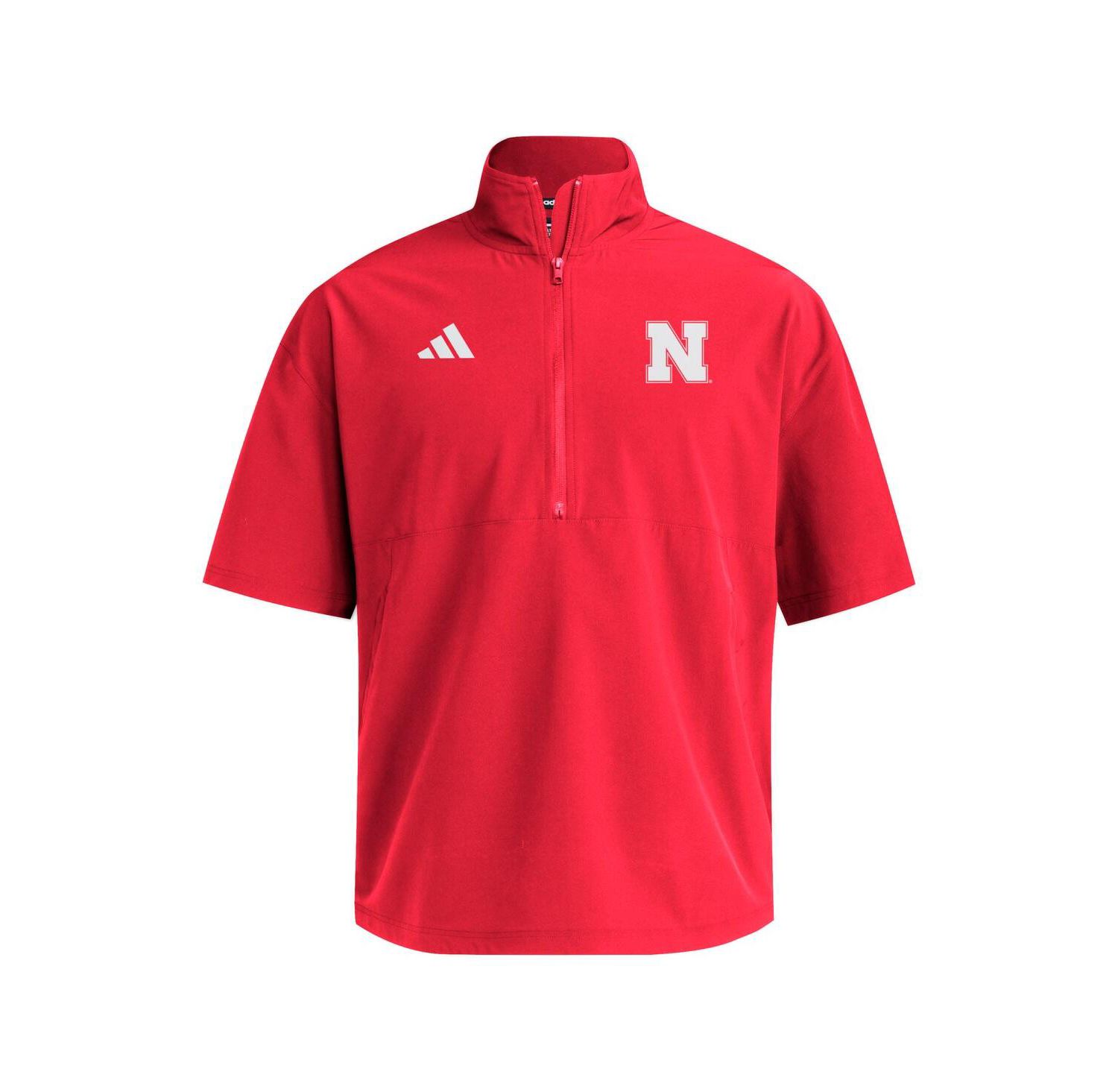 Men's Scarlet Nebraska Huskers Woven Quarter-Zip Short Sleeve Pullover Sweatshirt