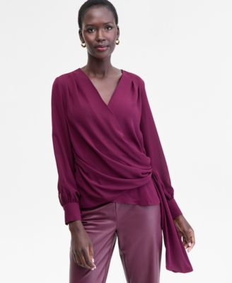 I.N.C. International Concepts - Women's Asymmetric-Tie Surplice Top