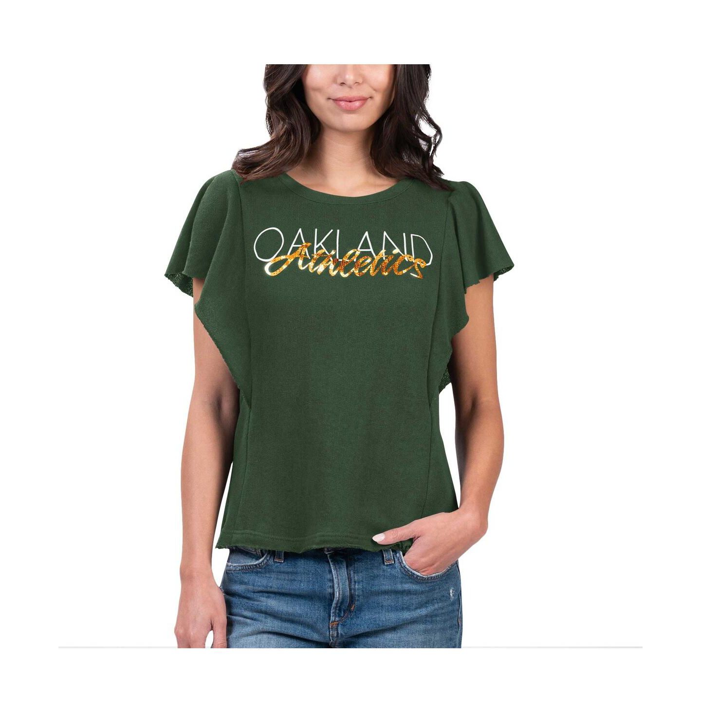 Женская футболка G-III 4Her by Carl Banks Green Oakland Athletics Crowd Wave — фото 1