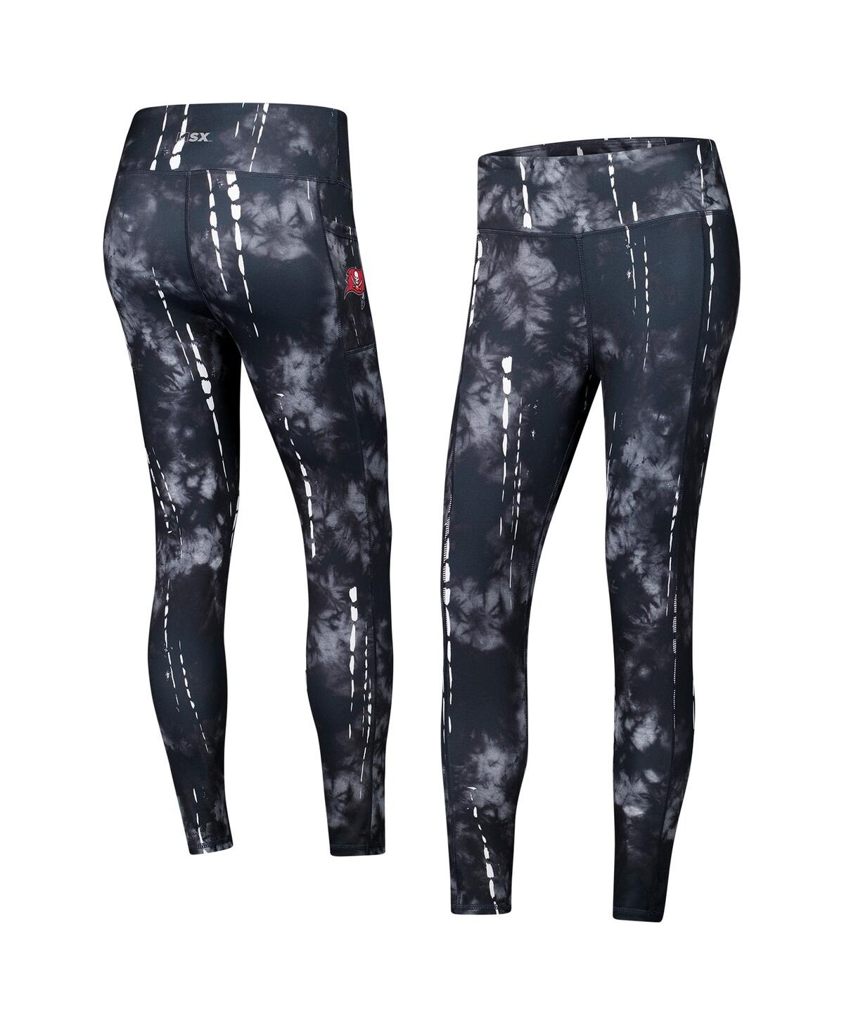 Msx By Michael Strahan Women's Black Tampa Bay Buccaneers Serena Tie-dye Leggings In Black