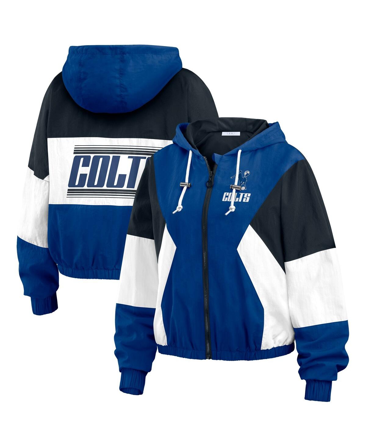Wear By Erin Andrews Women's Navy/black Indianapolis Colts Color Block Full-zip Windbreaker Jacket In Multi