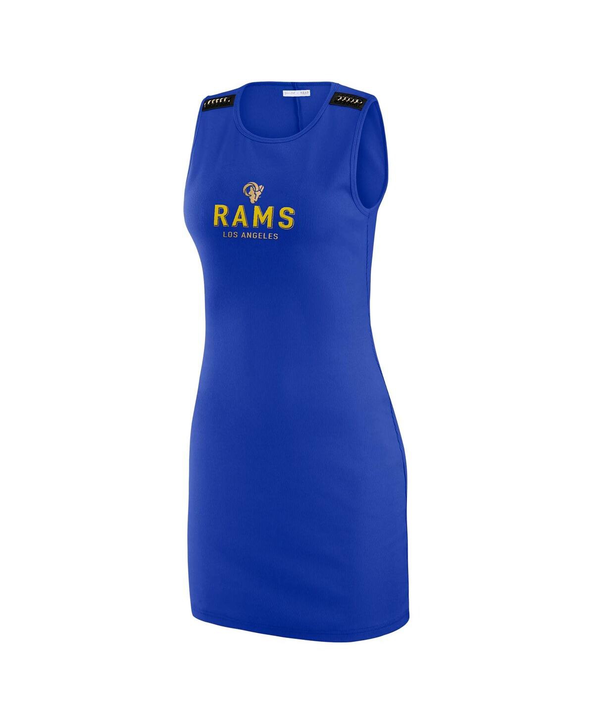 Wear By Erin Andrews X Gracie Hunt Royal Los Angeles Rams Ribbed Tank Dress In Blue