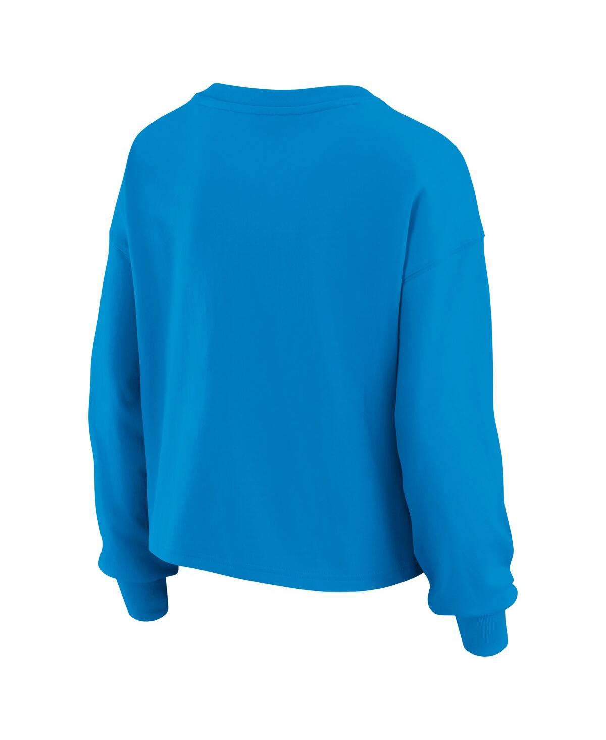 Wear By Erin Andrews Women's 2-piece Blue Detroit Lions Heavy Rugby Jersey Long Sleeve T-shirt And Shorts Lounge Set In Blue