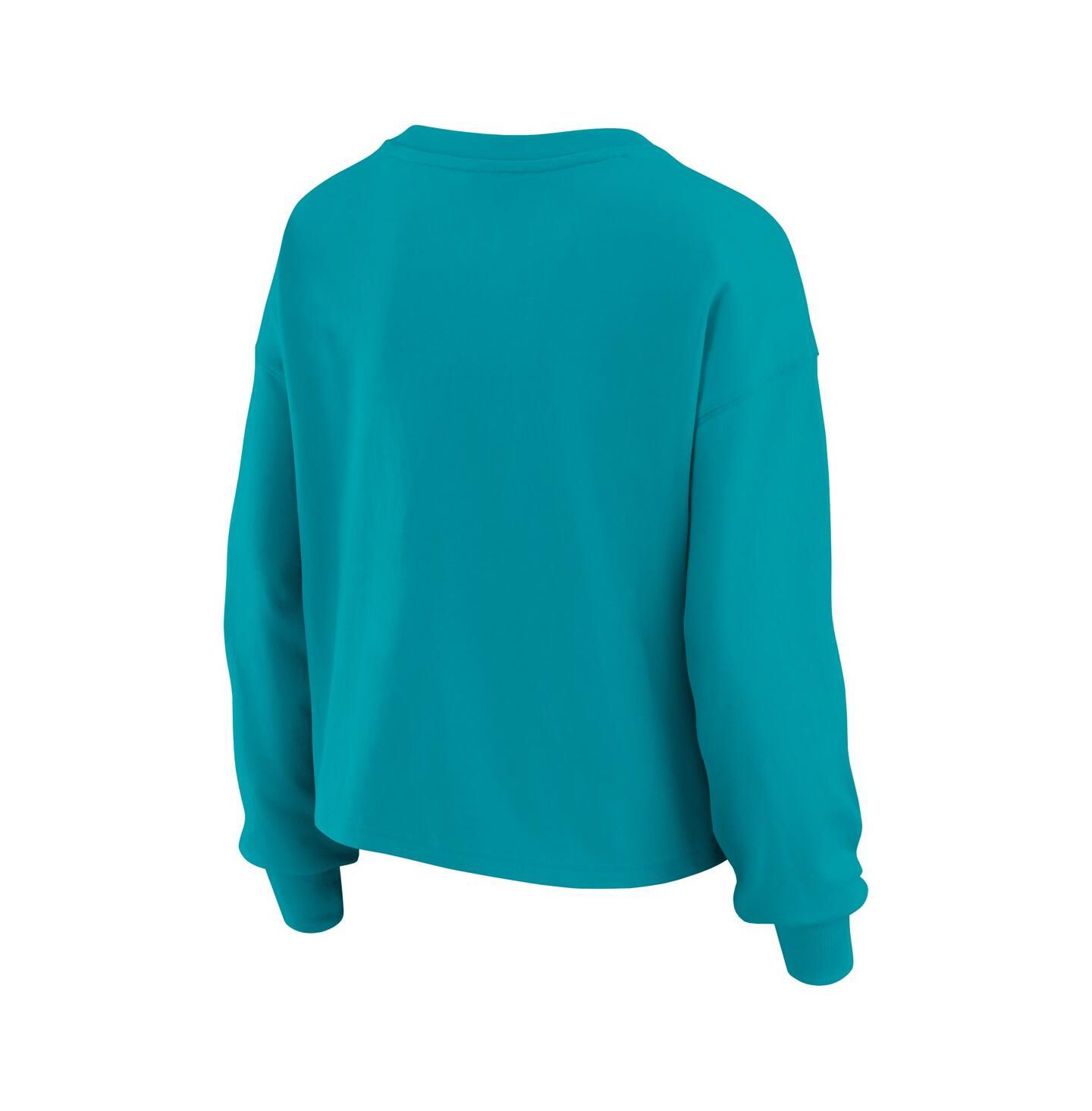 WEAR by Erin Andrews Women's 2-Piece Aqua Miami Dolphins Heavy Rugby Jersey Long Sleeve T-Shirt and Shorts Lounge Set — фото 3