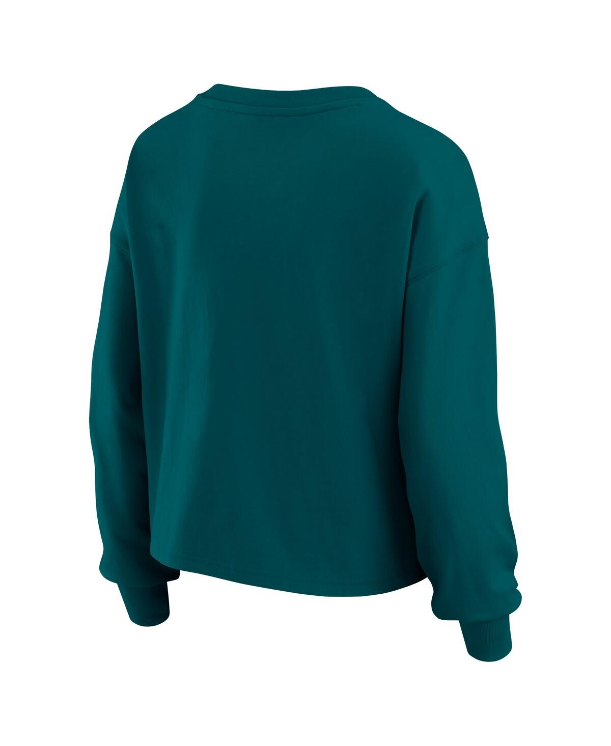 Wear By Erin Andrews Midnight Green Philadelphia Eagles Heavy Rugby Jersey Long Sleeve T-shirt & Sho In Green