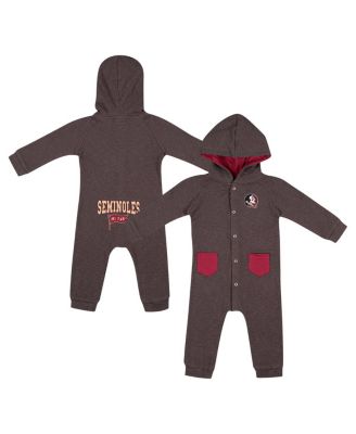 Colosseum - Baby Boys and Girls Charcoal Florida State Seminoles Zando-Zan Waffle Full-Snap Hooded Romper