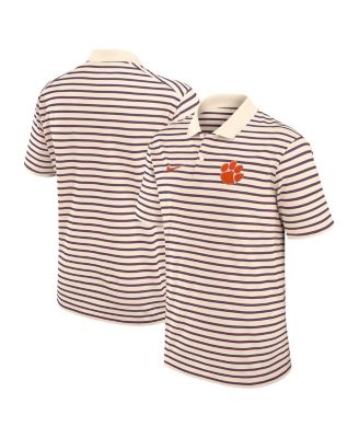 Nike - Men's Cream Clemson Tigers Solid Foundation Striped Performance Polo Shirt