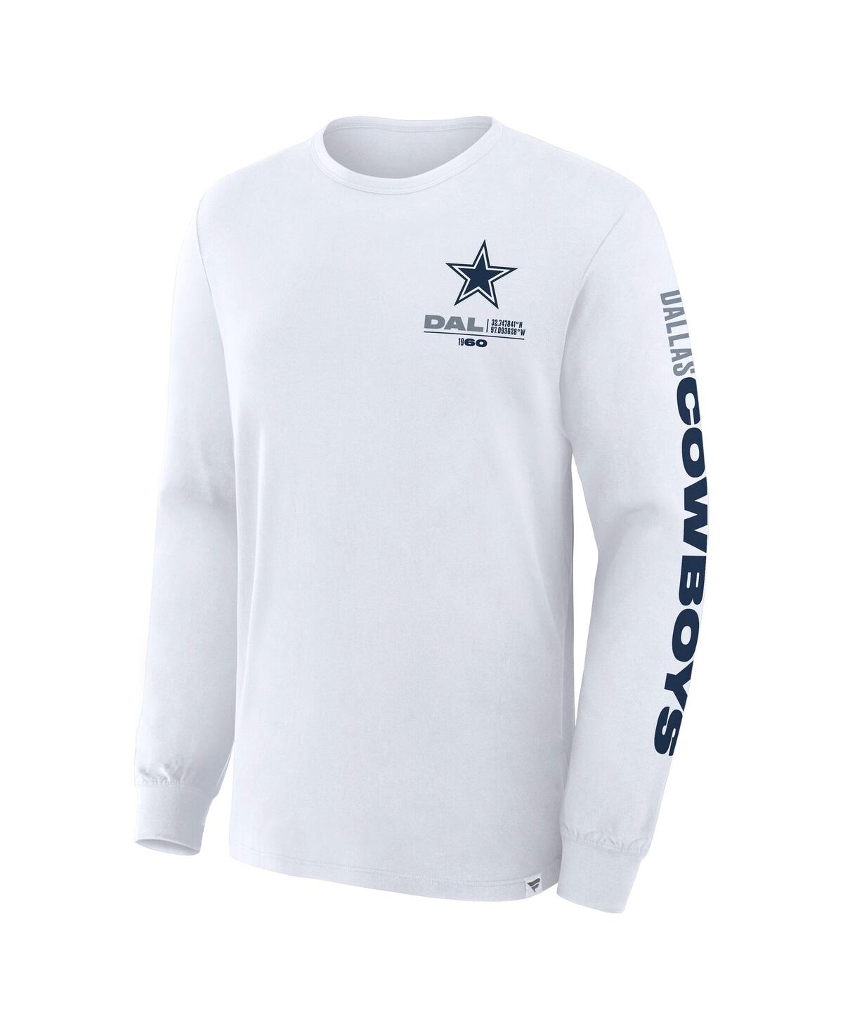 Fanatics Men's White Dallas Cowboys Clock Management Legacy Long Sleeve T-shirt In Gray
