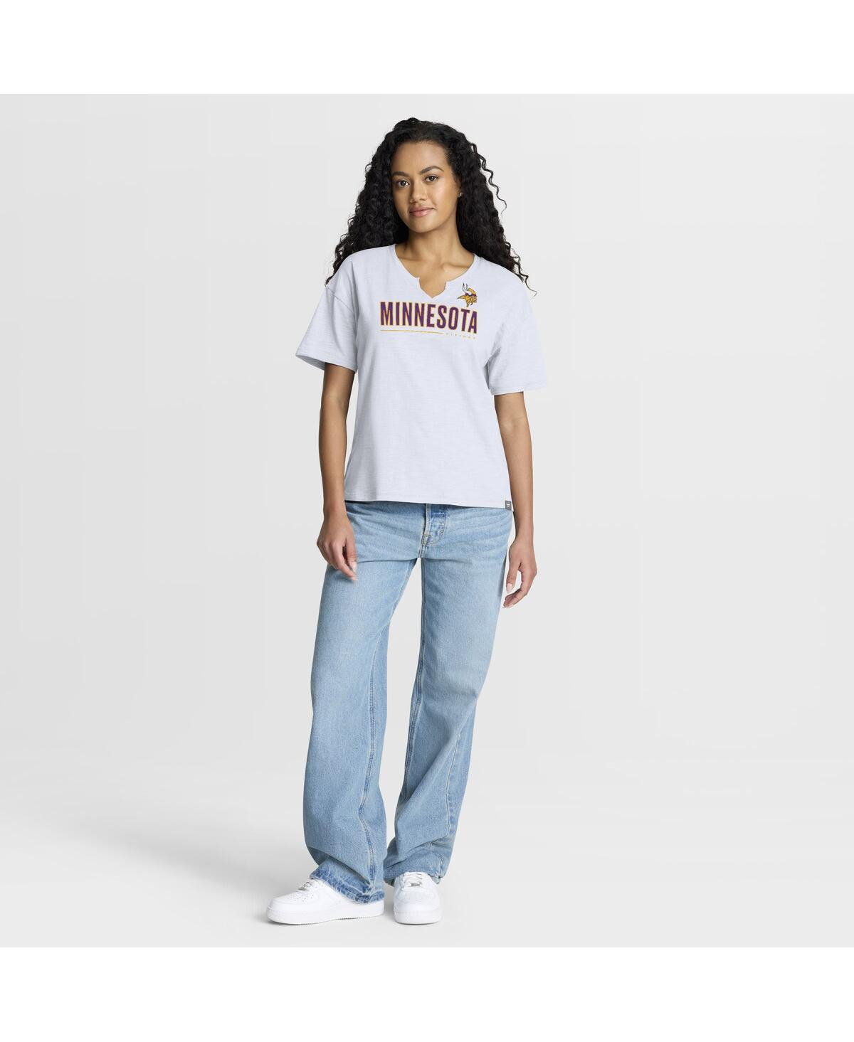 Fanatics Women's White Minnesota Vikings Redzone Slub Boxy T-shirt In Multi