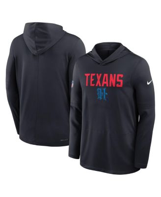 Nike - Men's Blue Houston Texans Alt Pack Pass Accuracy Performance Long Sleeve Hoodie T-Shirt