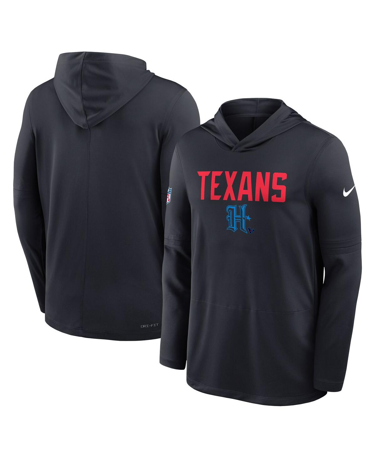 Nike Blue Houston Texans Sideline Alt Pack Dri-fit Lightweight Hooded Top In Black