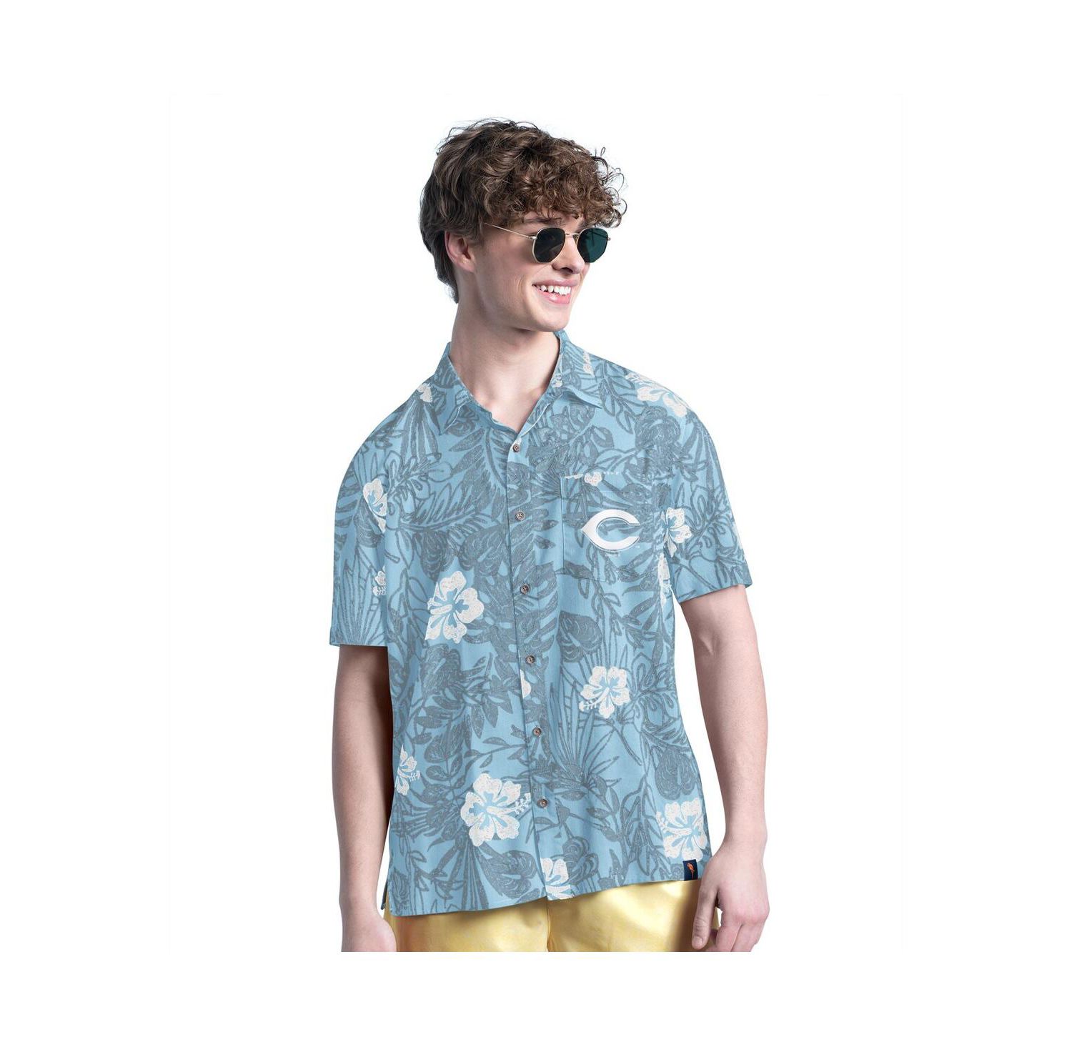 Men's Blue Cincinnati Reds Palm Shade Party Button-Up Shirt
