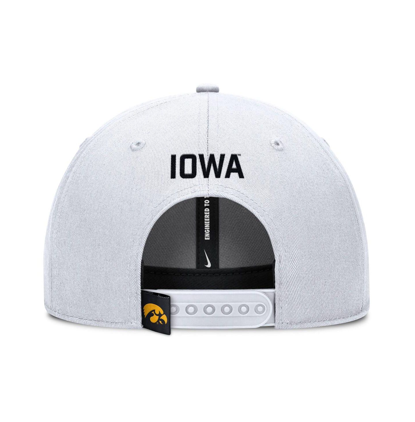 Мужская кепка Nike White Iowa Hawkeyes 2025 On-Field Rise Performance Adjustable Hat — фото 4