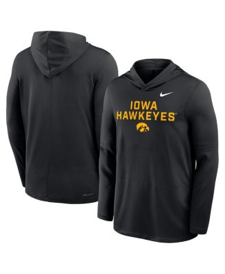 Men's Black Iowa Hawkeyes 2025 Sideline Performance Long Sleeve Hoodie T-Shirt