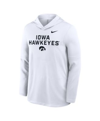 Men's White Iowa Hawkeyes 2025 Sideline Performance Long Sleeve Hoodie T-Shirt