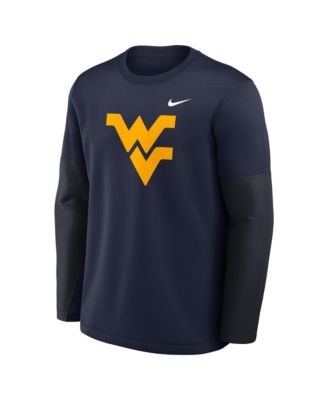 Men's Navy West Virginia Mountaineers 2025 Sideline Coach Performance Long Sleeve T-Shirt