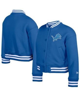 New Era - Big Boys and Girls Blue Detroit Lions Chenille applique Fleece Full-Snap Jacket