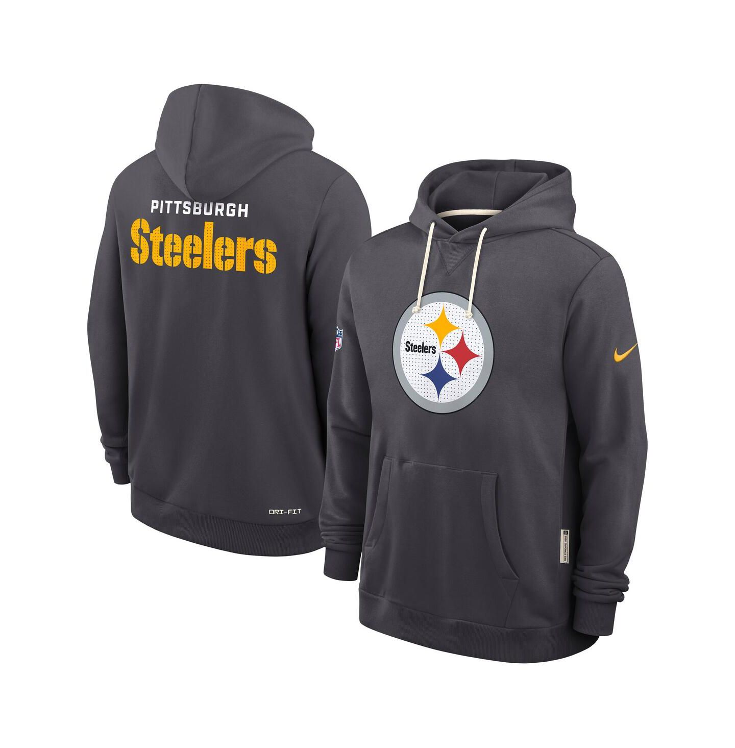 Мужское худи Nike Anthracite Pittsburgh Steelers Sideline Standard Issue Initial Home Dri-FIT — фото 1