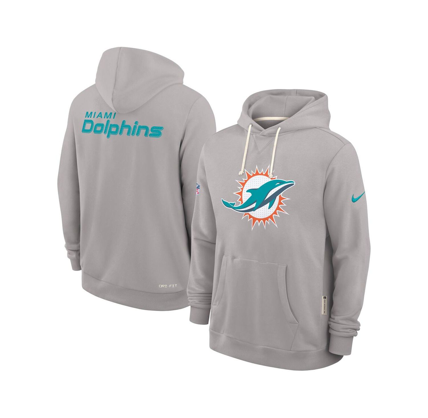 Men's Charcoal Miami Dolphins Sideline Standard Issue Initial Home Dri-FIT Hoodie
