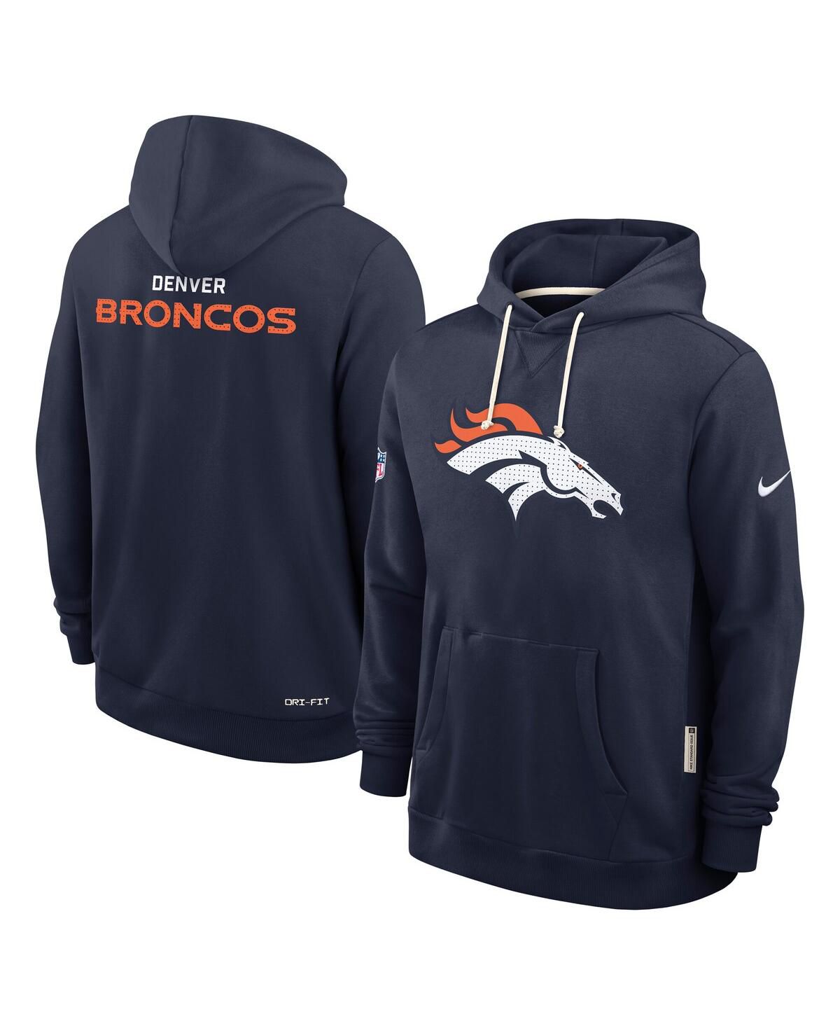 Мужская темно-синяя толстовка Denver Broncos Sideline Standard Issue Initial Home Dri-FIT с капюшоном