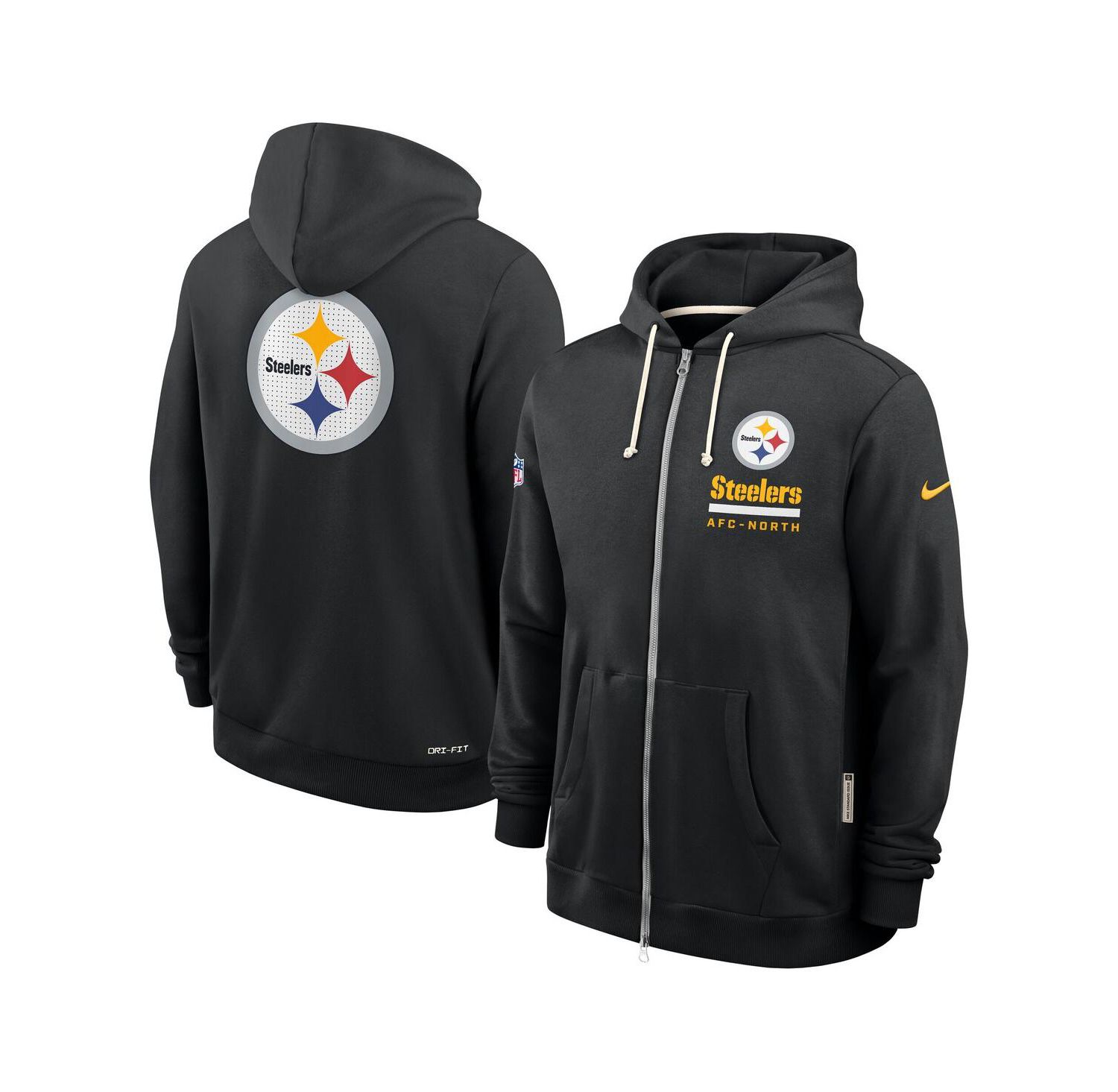 Men's Black Pittsburgh Steelers Sideline Utility Player Performance Full-Zip Hoodie