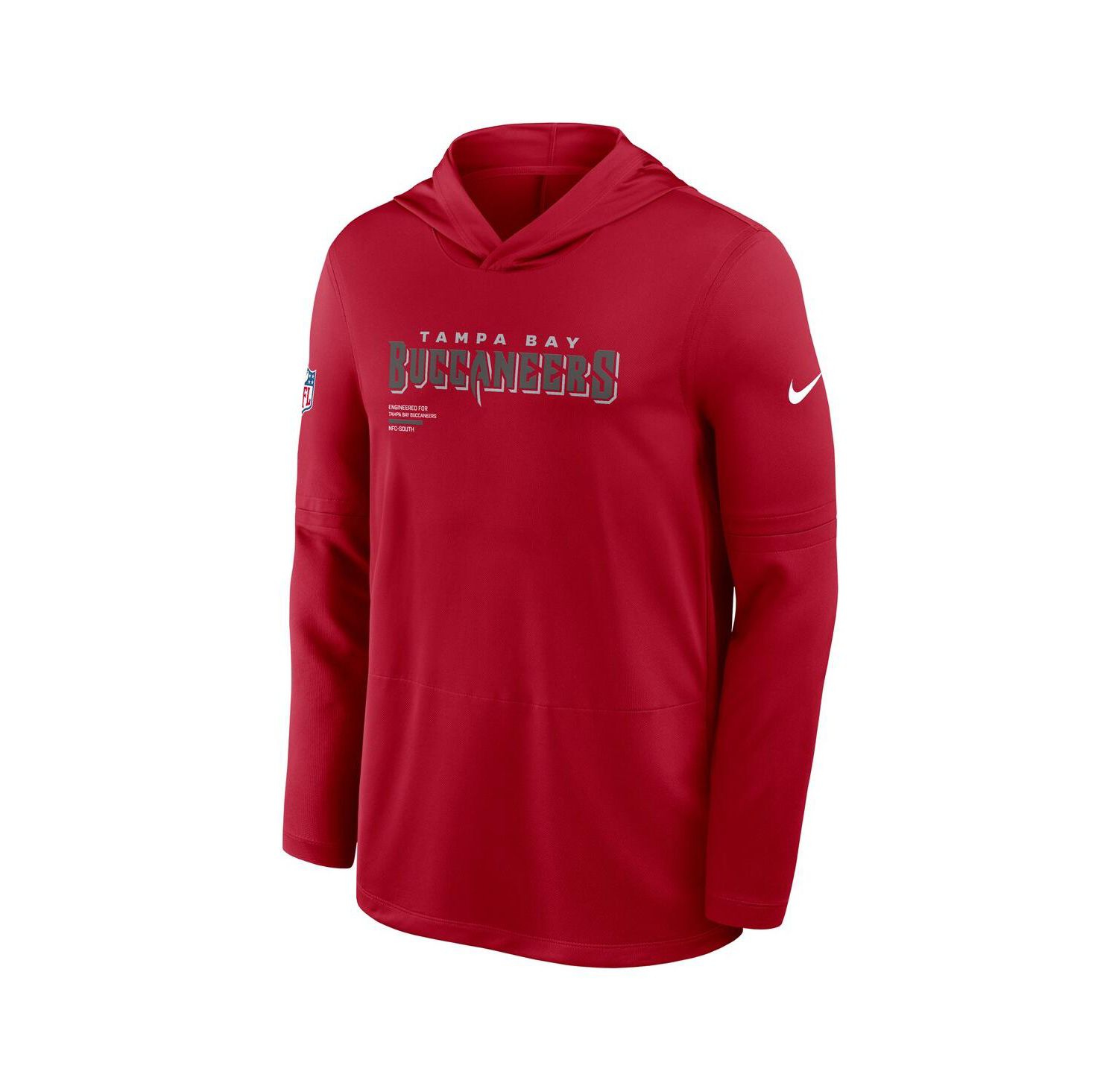 Men's Red Tampa Bay Buccaneers Sideline Pure Performance Long Sleeve Hoodie T-Shirt