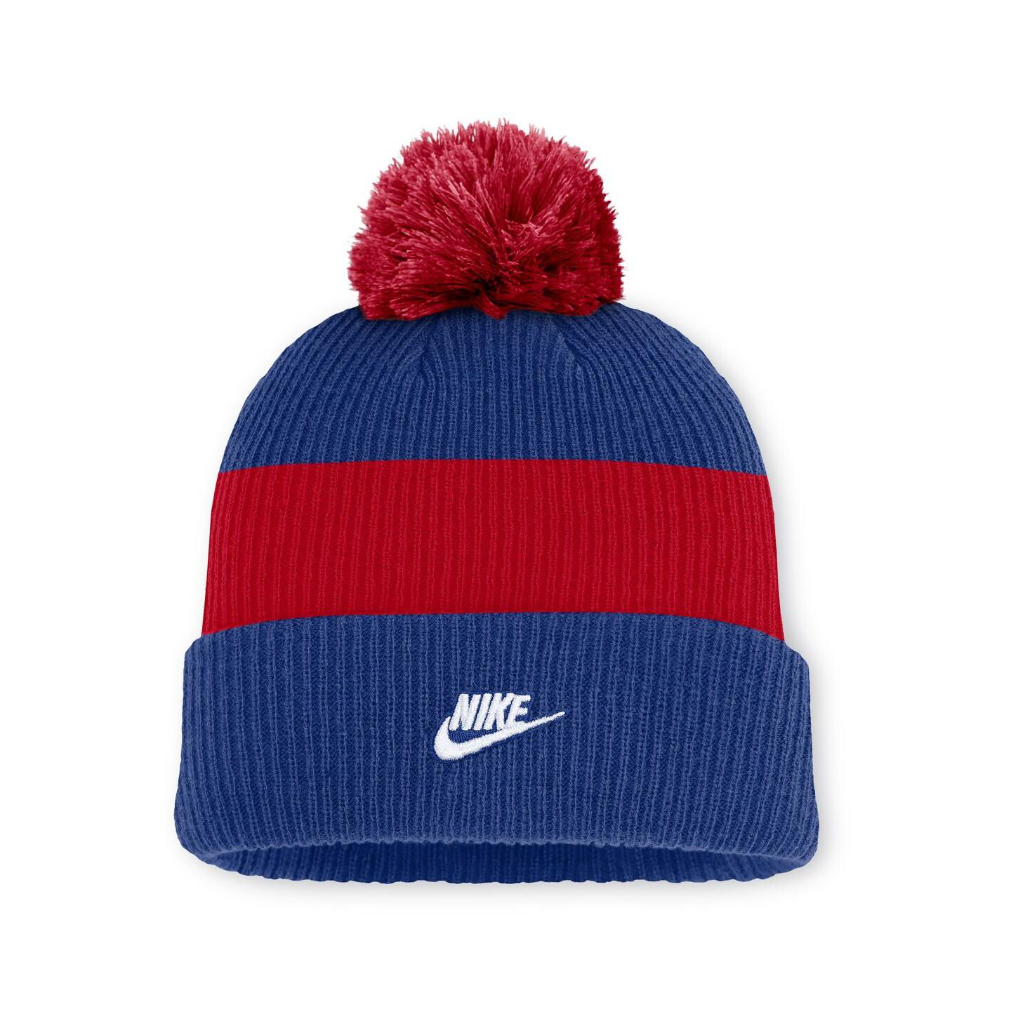 Мужская шапка Nike Royal/Red Chicago Cubs Cooperstown Collection Peak Standard Cuffed with Pom Knit Hat — фото 2