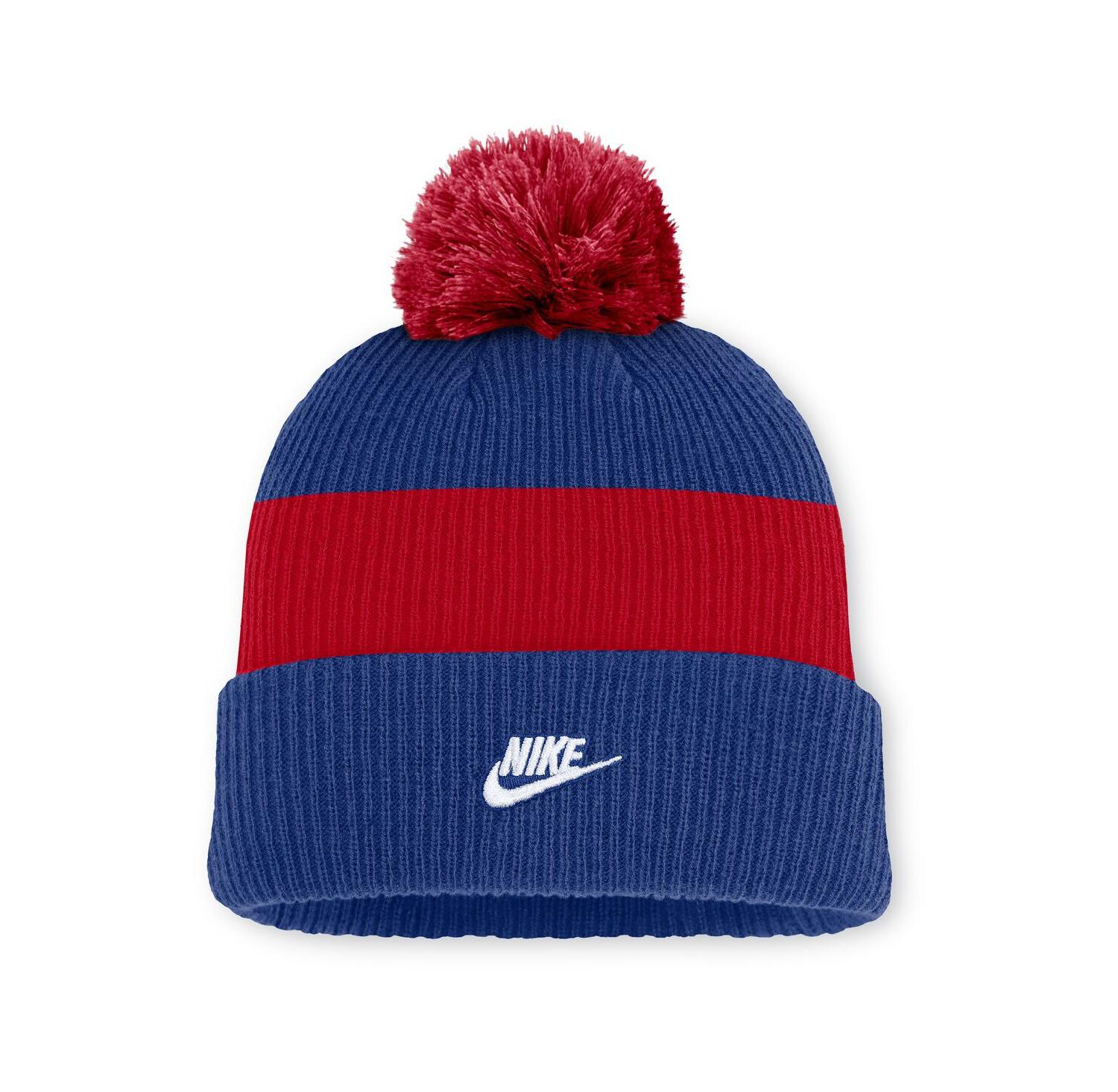 Men's Royal/Red Chicago Cubs Cooperstown Collection Peak Standard Cuffed with Pom Knit Hat