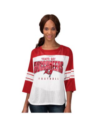 G-III 4Her by Carl Banks - Women's Red Tampa Bay Buccaneers First Team 3/4-Sleeve Mesh T-Shirt