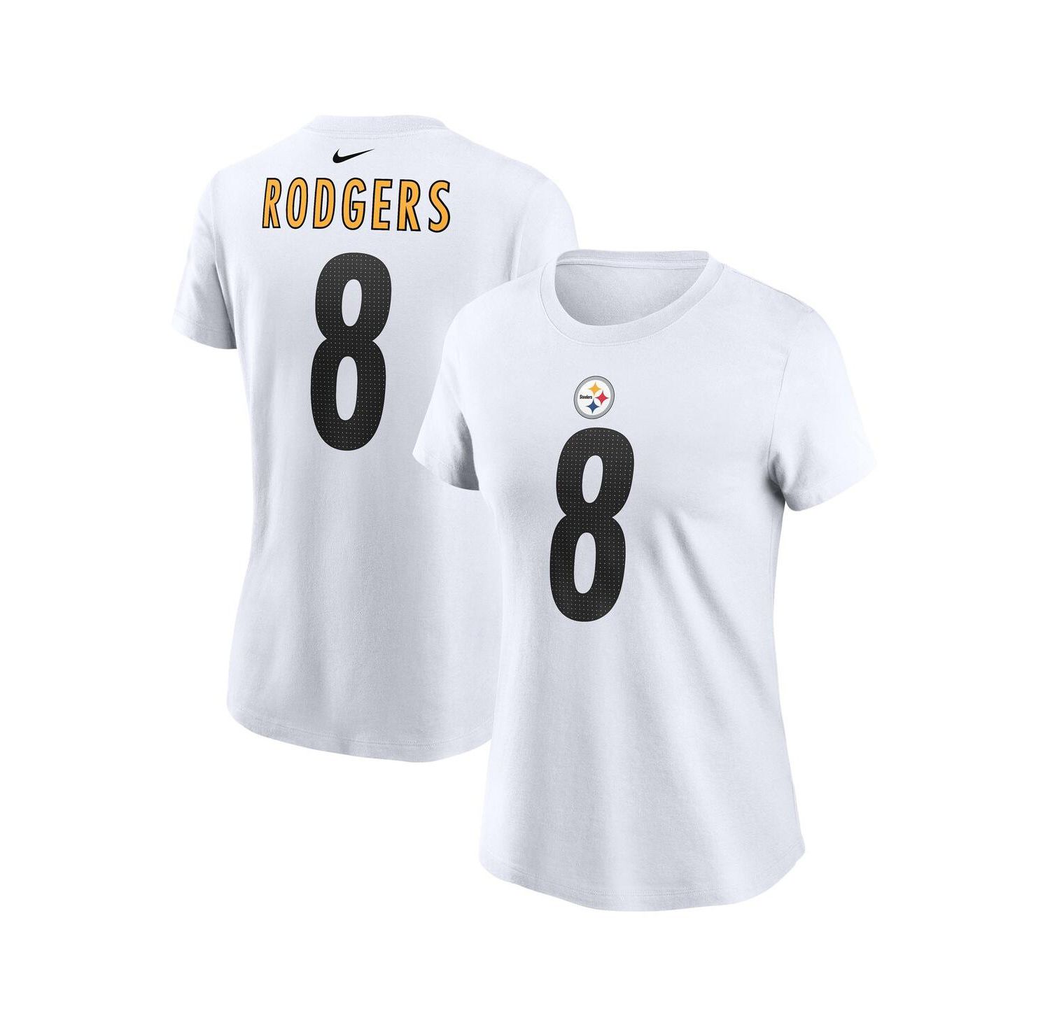 Women's Aaron Rodgers White Pittsburgh Steelers Name & Number T-Shirt
