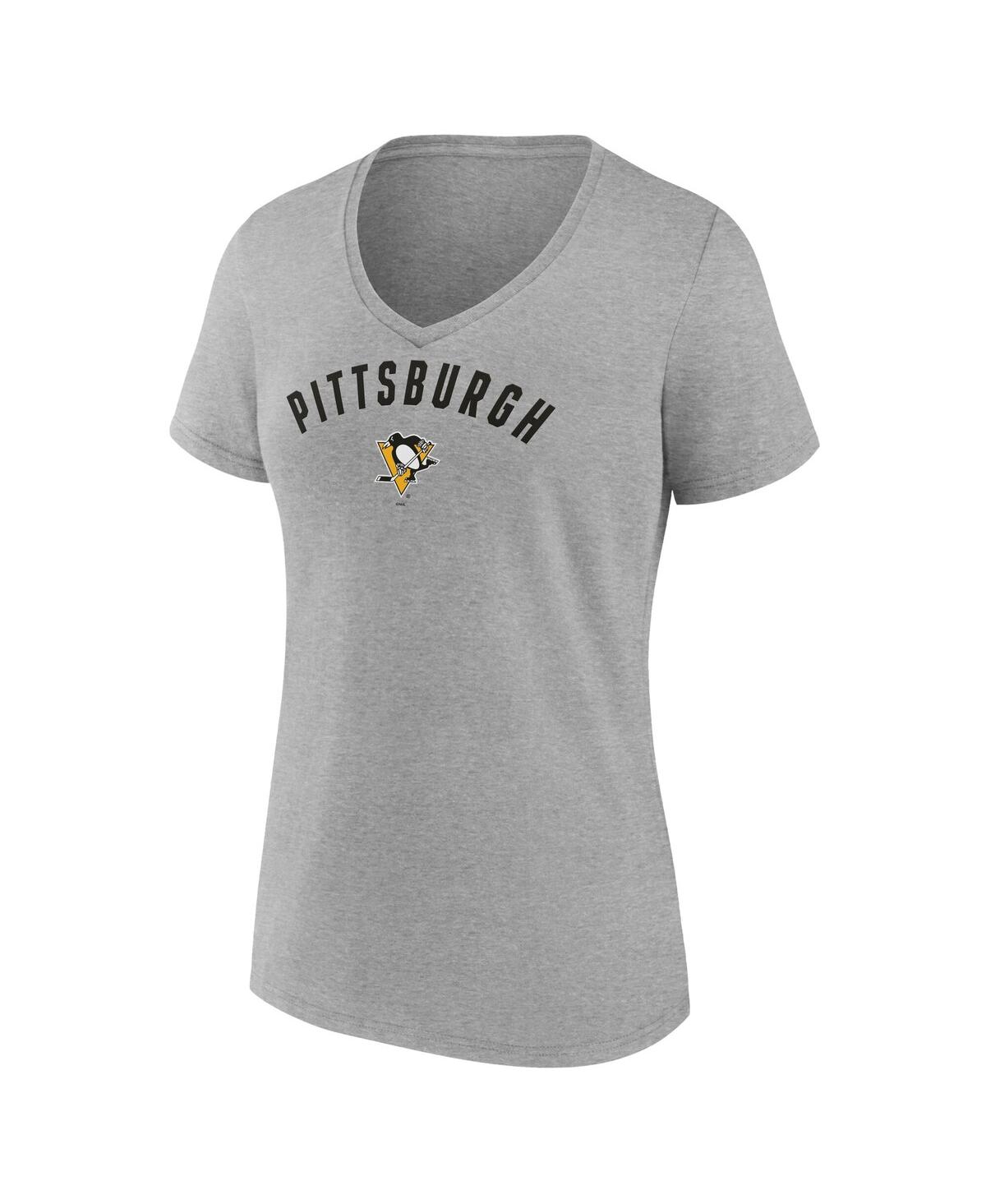Fanatics Women's Gray Pittsburgh Penguins V-neck T-shirt In Gray