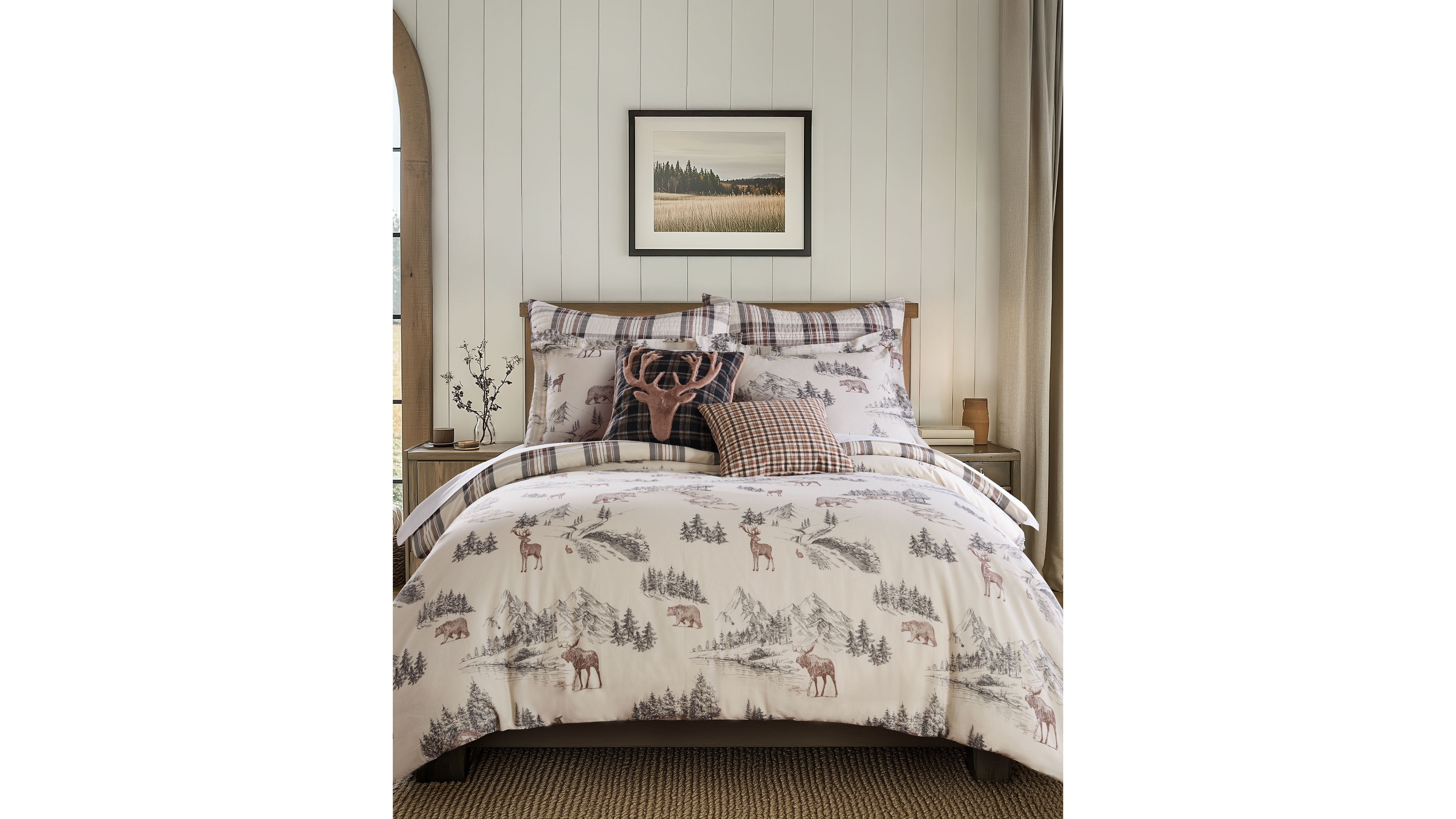 Levtex Home Lodge Toile Reversible 3-Pc. Duvet Cover Set, Queen