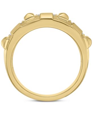 Men's Diamond Triple Cluster Obelisk Texture Band (1/3 ct. t.w.) in 10k Gold