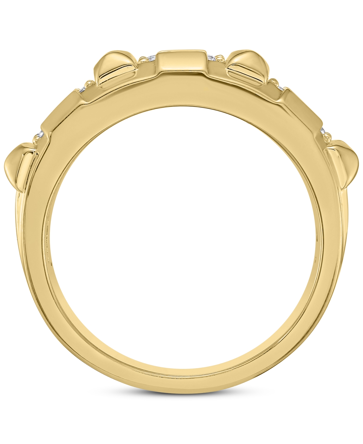 Macy's Men's Diamond Triple Cluster Obelisk Texture Band (1/3 Ct. T.w.) In 10k Gold In Gold