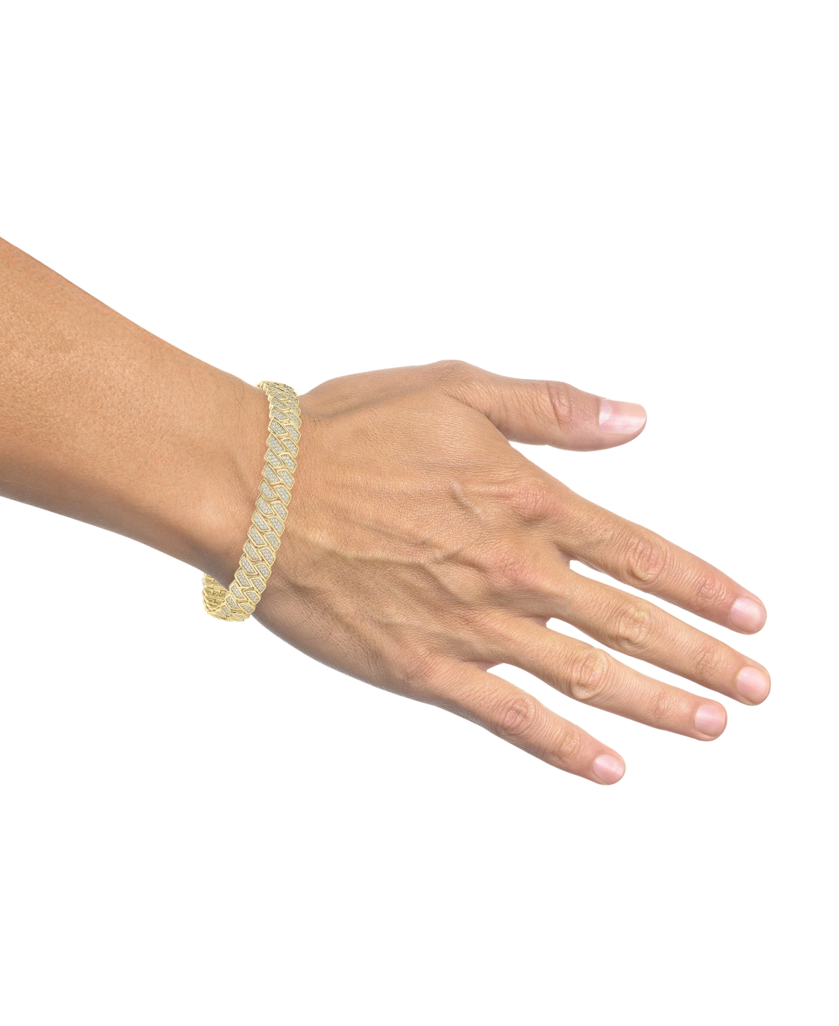 Macy's Men's Diamond Pave Link Bracelet (4 Ct. T.w.) In 14k Gold-plated Sterling Silver In Gold
