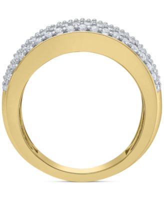Men's Diamond Pav&eacute; Cluster Ring (2 ct. t.w.) in Sterling Silver & 14k Gold-Plate