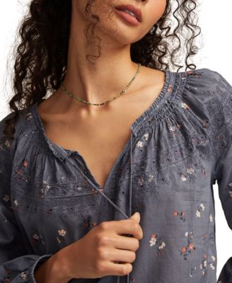 Women's Embroidered Smocked Peasant Top