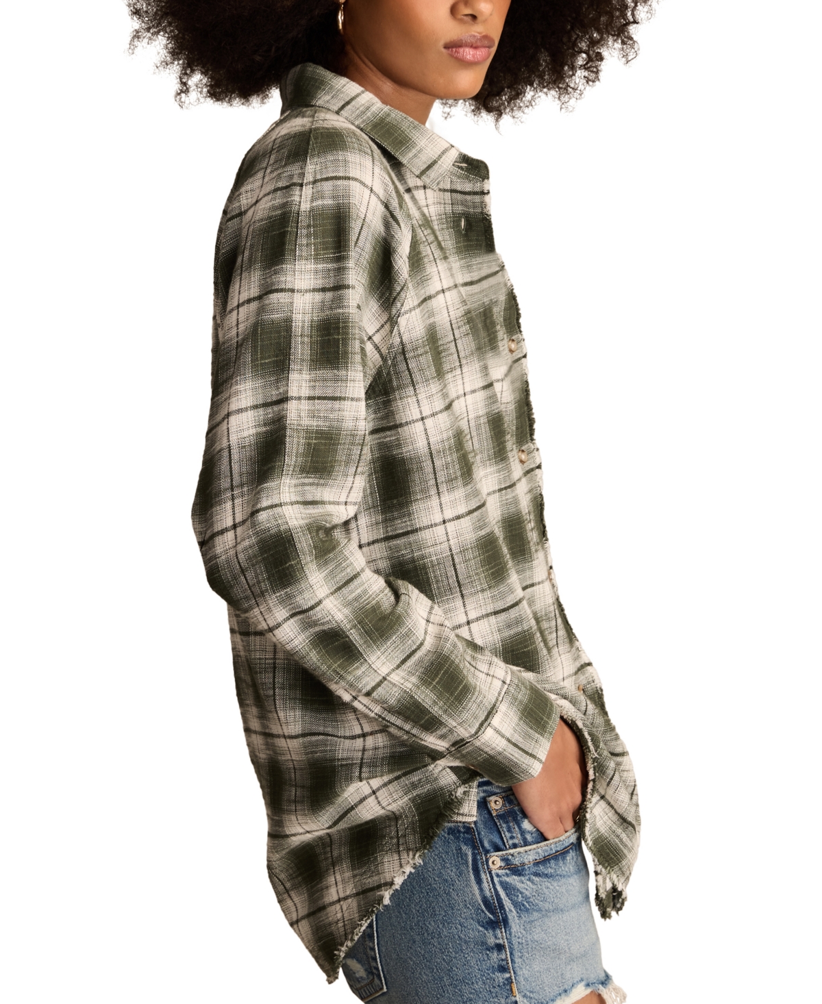 Lucky Brand Women's Tunic Plaid Button Down Shirt