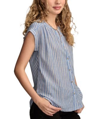 Women's Dolman Ruffle Button Down Top