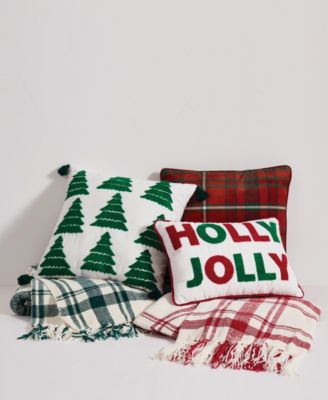 Red Plaid Decorative Pillow, 18" x 18"