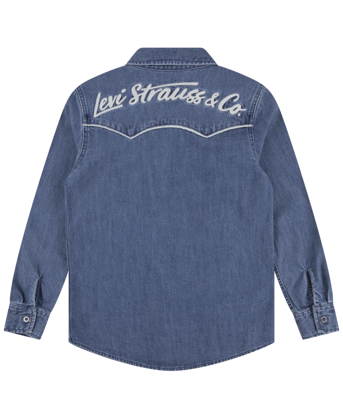 Levi's Big Boys Logo Western Denim Twill Long Sleeve Shirt In Blue