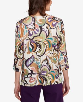 Women's Classic Abstract Scroll Split Neck Top
